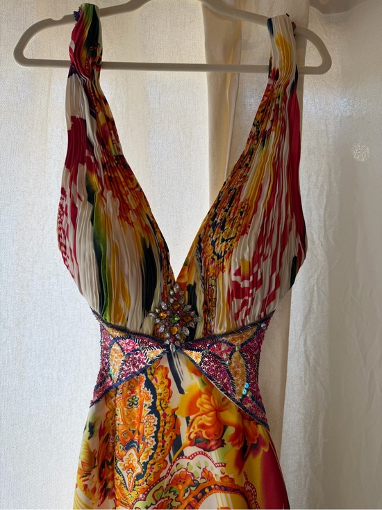 Jasz Couture Dresses & Skirts - Jasz Couture Multicolor Halter Maxi Dress Embellished Hawaii Prom Womens 8 M/L